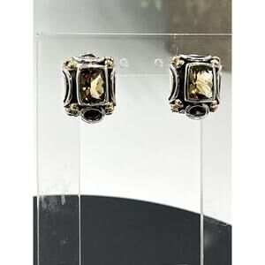 Samuel Behnam BJC Bali Made Designer 925 14K Gold Citrine Garnet‎ Omega Earrings